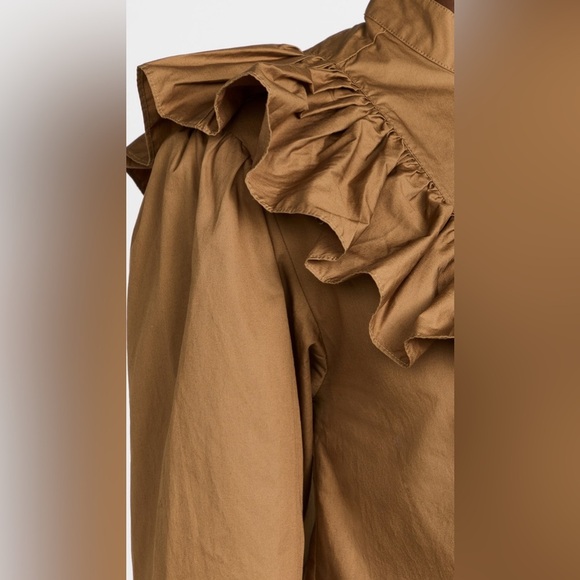 Xirena Women`s Callie Top In Khaki Gold Tan Size XL Ruffle Collar - Picture 5 of 12